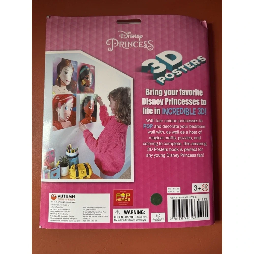 Disney Princess 3D Poster Craft Kit Kids Bedroom Wall Art Activity Set Belle